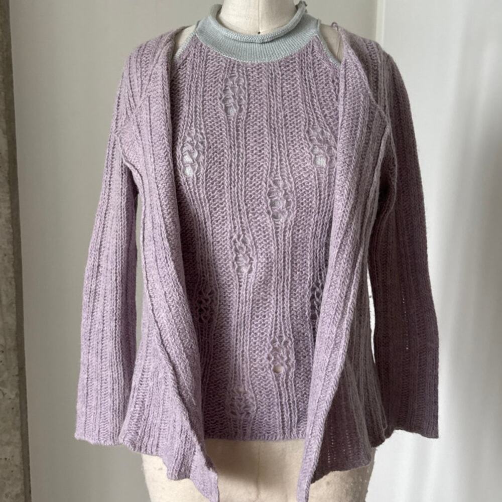 Vtg Emporio Armani Knit Cardigan and Turtleneck Set Sz XS
